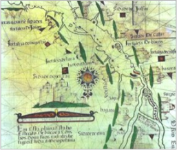 Portuguese Map of the Arabian Gulf and Qatar 1563 AD